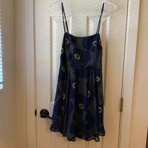 Mahina Blue Floral Patterned Sundress, Size Medium
